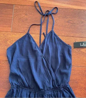 Lulus Learning to Fly Navy Blue Halter Jumpsuit size medium NWT thumbnail 5