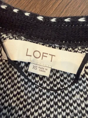 Loft Women’s Black & White Open-Front Knit Cardigan Sweater Size XS - C54-151 thumbnail 2