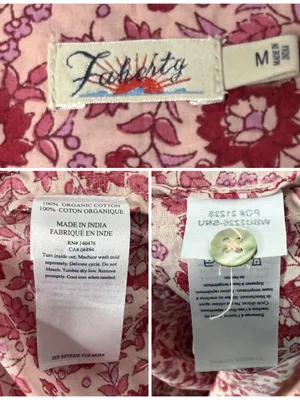 Faherty Adella Floral Jumpsuit Pink Organic Cotton Size Medium NWOT thumbnail 6