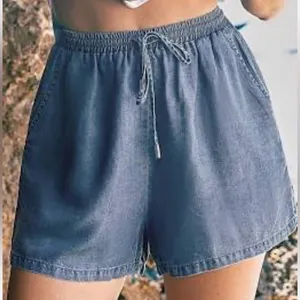 Cupshe Medium Blue Chambray Elastic Waist Pull On Shorts Size L thumbnail 1