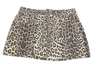 PacSun Womens Leopard Print Denim Mini Skirt Size 27 Animal Print Brown Tan thumbnail 1