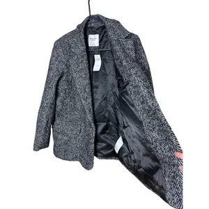 Abercrombie & Fitch Herringbone Wool Blend Blazer Black White Grey Large NWT thumbnail 6