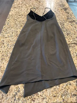 Backstage Asymmetrical Slip Dress XS Olive Green Side Slit Minimalist Midi thumbnail 4
