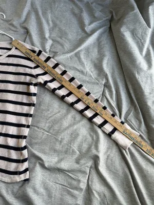 J. Crew Womens Waffle Thermal Henley Top Shirt Striped Blue Ivory Gold Button M thumbnail 11