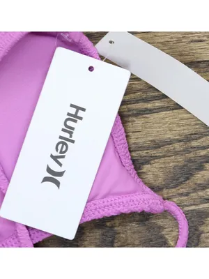 NWT Hurley Textured Wave Scrunch Bralette Bikini Top HU009T5 Orchid Purple M thumbnail 6