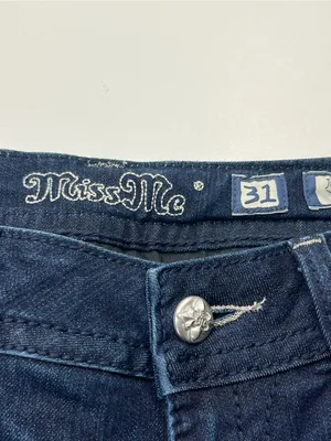 Miss Me Dark Blue Wash Embellished Back Flap Pocket Jeans Boot Womens 31 Denim thumbnail 3