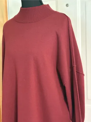 Steve Madden Oversized Mock Neck Sweater Dress in Deep Wine size Large NWT thumbnail 2