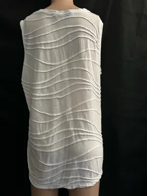 Simply Vera Vera Wang White Sleeveless Wave-Detail Sleeveless Blouse Tank Top LG thumbnail 2