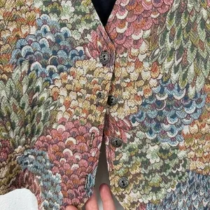 Vintage 90s Tapestry‎ Feather Vest Multicolor Tie Back Grunge Hipster thumbnail 4