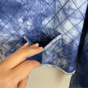 Mango Tie Dye Quilted Beaded Long Sleeve‎ Short Jacket Blue Size Large thumbnail 6