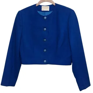 Pendleton Vintage‎ Royal Blue Cropped Virgin Wool Button Front Jacket Petite thumbnail 1