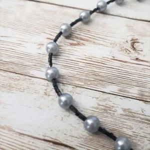 Vintage Necklace - Silvery Blue Faux Pearl & Beaded Necklace thumbnail 3