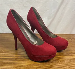 Mossimo Platform‎ Pumps Heels Suede Burgundy Stiletto Career 7.5 Tomato Girl thumbnail 1