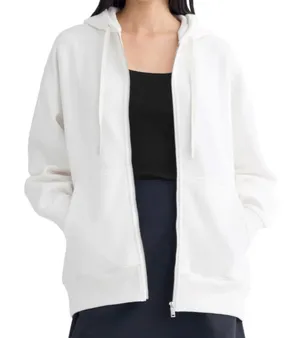 NWT Everlane Luxe Fleece Oversized Full Zip Hoodie Sweatshirt Bone Womens Large thumbnail 1