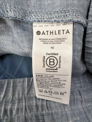 Athleta Retreat Linen Jogger Pants Women Size 16 Blue #531704 thumbnail 6