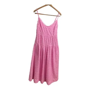 LOST‎ + WANDER Pink Paloma Maxi Dress M Spaghetti Strap Tiered Textured Crinkle thumbnail 3