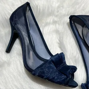 Nina raizel Navy Blue Sheer Ruffled pumps‎ Size 6M. B78 thumbnail 5