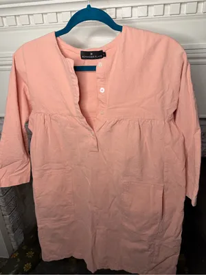 Pomander Place Pink Linen Blend Tunic Dress Small Pockets thumbnail 1