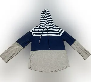 Source Unknown Navy, White & tan Colorblock‎ Striped Hoodie Sweatshirt thumbnail 1