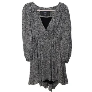 Maeve Anthropologie Dress Women Black White Leopard Print‎ Mini V-Neck Excellent thumbnail 3