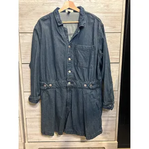 Universal Threads Denim Romper Medium Wash Long Sleeve Button Front Blue Size 16 thumbnail 2