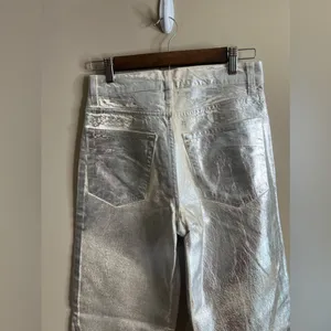 Zara silver metallic coated boyfriend fit straight leg jeans size 2 thumbnail 10