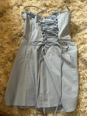 Light Blue Spaghetti-Strap Corset Mini Dress by Windsor thumbnail 4