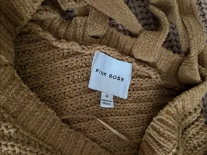 Pink Rose Olive V-Neck Knit Sweater with Strappy Back thumbnail 2