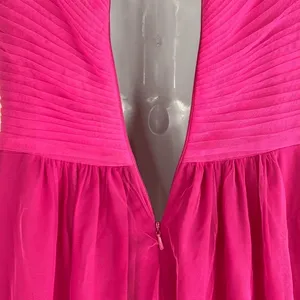 JJs House Hot Pink Formal Ballgown Dress Hi Low Beaded Cap‎ Sleeves Barbie Prom thumbnail 8