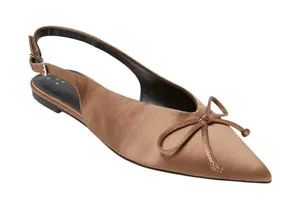 NWT A New Day Womens Camille Satin Slingback Bow Flats 94648293 Brown 7.5M thumbnail 1