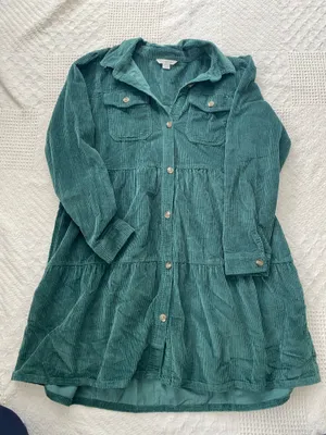 American eagle green corduroy dress thumbnail 1