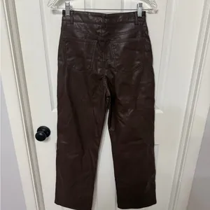 NWT GARAGE‎ Faux Leather Straight Leg Pants armadillo brown size small thumbnail 8