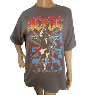 Unbranded AC/DC Graphic Distressed Short Sleeve Rock Band T-Shirt thumbnail 1
