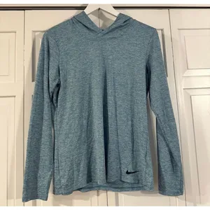 Nike dri-fit green hooded athletic long sleeve top M thumbnail 2