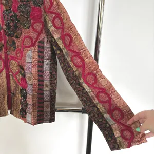 Velvet Red Jacket Witch Patchwork Medieval Bohemian Tapestry Ren Faire Medium thumbnail 6