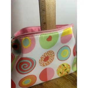 Clinique Cosmetic Bag Donut Pattern Zipper Pouch Pink Interior Makeup Case thumbnail 7