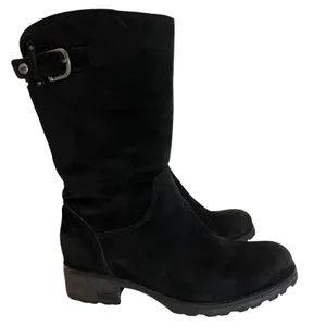 UGG Australia Boots Womens 8 Black Suede‎ Shearling Lined Buckle Moto Lug Sole thumbnail 7