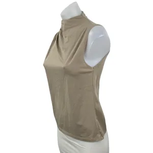 Abercrombie & Fitch Paloma Women's Beige Draped Sleeveless Mock Neck Tank Top XS thumbnail 3