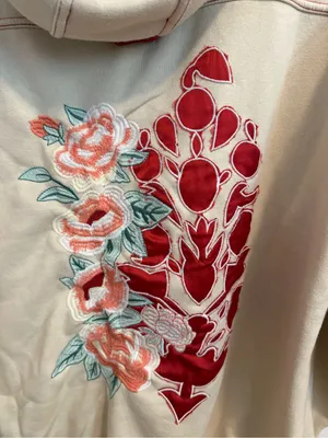 Free People Final Call Rose Logo Hoodie Floral Embroidered Sweatshirt Jacket XS thumbnail 6