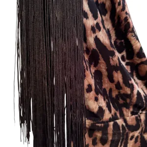 Symphony Animal Print Fringe Bodycon Mini Dress Women's Small Brown‎ Black Retro thumbnail 3