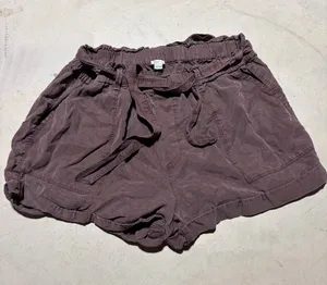 Aerie Paperbag Waist Drawstring Shorts Plum burgundy large thumbnail 1