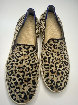 Rothy's Original Slip On Womens Tan Black Knit Leopard Casual Flat Shoes Size 10 thumbnail 1