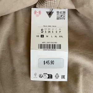 NWT Zara Checkered Plaid Covered Button Corset Strapless Top in Tan - S thumbnail 7