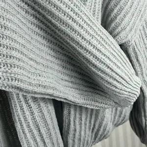SHEIN Gray Balloon Sleeve Open Front Cardigan Sweater Large Knit Cozy EUC thumbnail 6