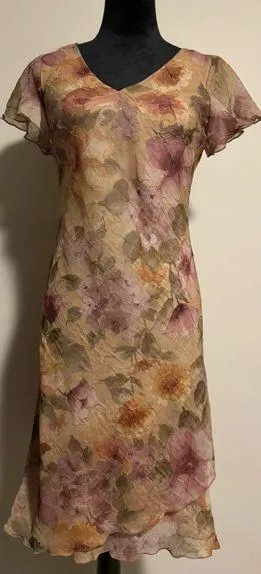 EUC Vintage Fashion Bug Purple and Yellow Floral Sheath Dress size 6 thumbnail 1
