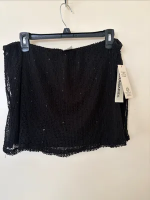 Black Sequin Crochet Mini Skirt Size L thumbnail 2