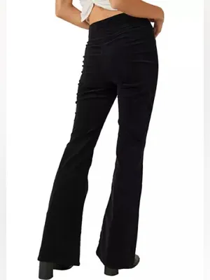Free People We The Free Jayde Cord Flare Jeans Corduroy Beluga Black 26 thumbnail 3