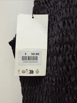 NWT ZARA little Black Smocked V-Neck Ruffle-Hem Women's mini dress thumbnail 3