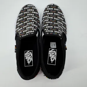 Vans‎ Slip-On Pride Love Wins Women 6.5 Black Rainbow Glitter Sneakers thumbnail 6