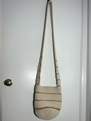 Free People NWOT Cream and Brown Crochet Shoulder Crossbody Bag thumbnail 2